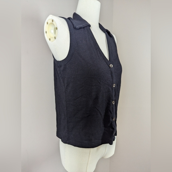 Sanctuary Black Button Front Knit Tank Top Collared Sleeveless Sweater Vest S - Picture 5 of 8